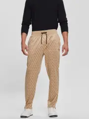 GUESS Eco Beige Logo Korbin Active Trackpants Size: Small, Polyester
