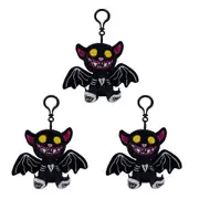 3PK Gus Fink Studio Plush Keychain Hanging Bag Accessory Boris Black 7x12cm
