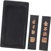 Homoyoyo 1set Calligraphy Inkstone Set: Chinese Calligraphy Inkstone With Ink Stick - Rectangle Ink Stone Tray For Traditional Practice Painting Drawing