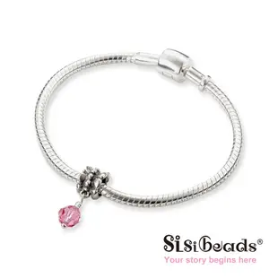 Sisibeads 純銀手鍊 適PANDORA 潘朵拉 Charms 純銀墜飾 璀璨水晶 晶亮嫩粉 全新代購荷蘭品牌