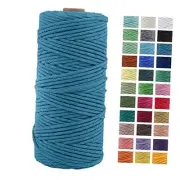 3mm x 109Yards Macrame Cord Thick Natural Cotton Macrame Rope, 4 Peacock Blue