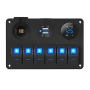 6 Gang Marine Rocker Switch Panel Waterproof 12 Volt, Boat Toggle Switch Pane...