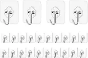 Elegana Adhesive Hooks Kitchen Wall Hooks - 24 Packs Heavy Duty 33lb(Max) Nail Free Sticky Hangers with Stainless Hooks Waterproof and Oilproof Reusable Utility Towel Bath Ceiling Hooks