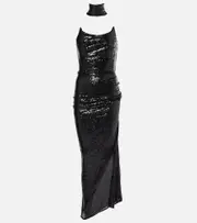 [Maticevski] Maticevski Exhilarate sequined strapless gown AU 14 silver