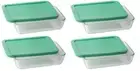 Pyrex 3-cup Rectangle Glass Food 3 cup, Box of 4 Containers, Green Lid