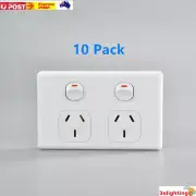 10x Double 10A 10AMP Power Point 2 GPO2 White SAA Powerpoint Power Points Aus