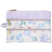 Otto Recycle Triple Zip Pencil Case Floral Purple