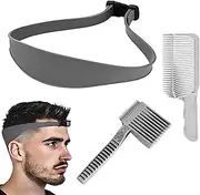 Kzvsiy Hair Cutting Comb Set, Adjustable Curved Fade Comb for Men, Haircut Guide Stencil, Silicone Transition Comb for Fade Trimming, Barber & Salon Tools, Comb for Precise Cuts, Pack of 3, Grey