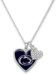 From the Heart Enterprises Penn State Amara Crystal Heart Silver Chain Necklace Jewelry Gift PSU, Blue, Gemstone, No Gemstone