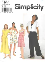 Uncut Simplicity Sewing Pattern 8137 Dress Jumpsuit or Romper Jacket Size 6-8-10