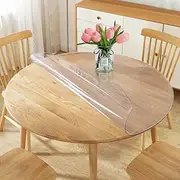 32 Inch Diameter Round Crystal Clear PVC Table Top Protector Plastic Tablecloth Side Screen Protector Scratch Kitchen Dining Room Wood Furniture Oval Protective Cover Pad Wipeable Round 1.5mm Thick