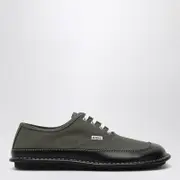 [Loewe] Bay lace-up shoes in khaki canvas and leather 42 IT Green
