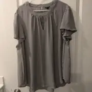 Torrid Top Womens 3X 22-24 Georgette Keyhole Flutter Sleeve Blouse Plus Size