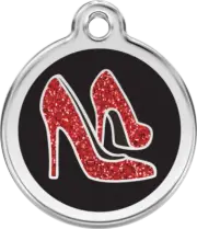 Red Dingo Glitter Red Shoe Tag - Lifetime Guarantee - Cat, Dog, Pet ID Tag Engra