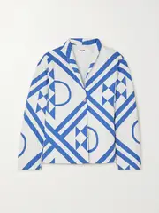 [STILL HERE] STILL HERE - London Quilted Printed Cotton Blazer - Blue - medium medium Blue
