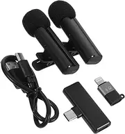 FONDOTIN Wireless Lapel Microphone with Noise Cancelling Portable Clip Mic for Outdoor Content Creators Dual Device Support for Audio Recording and Live Streaming