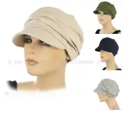 Ladies Cadet Bakerboy Chemo Hair Loss Headcover JERSEY COTTON RUCHED Hat Cap