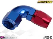 AEROFLOW RED/BLUE ONE PIECE FULL FLOW SWIVEL 90° HOSE END -20AN AF553-20
