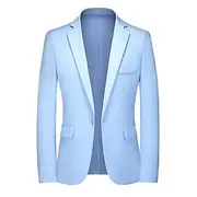 Men's Blazer Business Cocktail Party Wedding Party Fashion Casual Spring Autumn / Fall Linen Plain Buttons Pocket Comfortable Single Breasted Blazer Black Yell