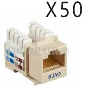 50 Pack Lot - CAT6 Network RJ45 110 Punch Down Keystone Snap-In Jack - Ivory