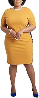 [Kasper] Womens Crepe Colorblock Sheath Dress Gold L