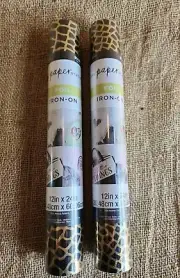 Lot Of 2) The Paper Studio Foil Iron-On 12"x24" Gold Animal Print 2018075 New