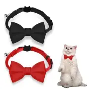 Giantree 2 Pcs Breakaway Cat Collars with Bell, Cute Cat Bow Tie red + black