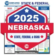 2025 Nebraska NE State/Federal Labor Law In 1 Compliance Poster Paper/Laminated