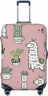 [CADREWY] Alpaca and Cactus Print Travel Suitcase Cover Luggage Protector with Elastic Anti Scratch for Carry On, Black, Medium