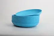 Wrova Wheat Straw Plates 10 Inch - Unbreakable Dinner Plate Set of 8 - Dishwasher & Microwave Safe Plastic Plates Reusable - Lightweight Deep Plate for Kitchen,Outdoor,Dorm (Blue)