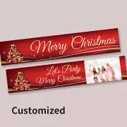 Christmas Party Xmas Tree Decor Decorations Party Banner PERSONALISED Holly