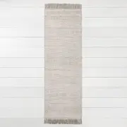 2'4" x 7' Bleached Jute Fringe Runner Gray - Hearth & Hand