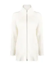 raw-cut zip-up cardigan XXL White