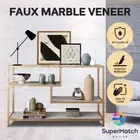 Console Table Faux Marble Entry Table Hallway Side 4 Tiers Display Gold