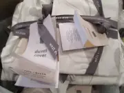 West Elm Tencel Feathered Marble duvet full queen 2 standard Shams Frost Gray