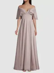 $550 Aidan Mattox Women's Pink Portrait Collar Off-the-Shoulder Gown Dress Sz 22