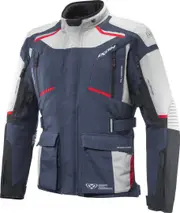 Ixon Midgard Waterproof Motorcycle Textile Jacket, black-grey-blue, Size XL for Men Black Grey Blue