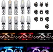 10pcs DC 12V T5 Car Bulbs with Screw Cap Socket Dashboard Bulbs 2721 27 37 286 Wedge Pc74 Indoor Cluster Gauge Kits (Ice Blue)