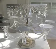 Large Wedding Crystal Silver Party Event Candelabra Table Display Cake Stand New