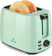 iSiLER 2 Slice Toaster, 1.3 Inches Wide Slot Bagel Toaster with 7 Shade Green