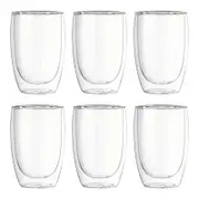 6pc Wilmax England 150ml Thermo Double Wall Glass Cup - Clear
