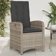 Garden Chair Reclining Garden Chair with Cushions Grey Poly Rattan Patio Seating
