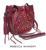 Rebecca Minkoff Women's Studded Bucket Bag Wine Leather (0152)