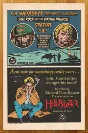 1988 DC Comics Sgt Rock/John Constantine Hellblazer Print Ad/Poster Promo Art