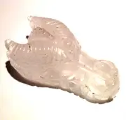 X1 Genuine Natural Clear Quartz Hand Carved Crystal Dragon Skull 195g