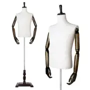 Male Mannequin Torso Dress Form Mannequin Body with Wooden Arms 6178 Height Adju