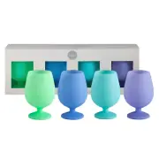 Set of 4 Silicone Unbreakable Wine Glasses - Marine - Steam