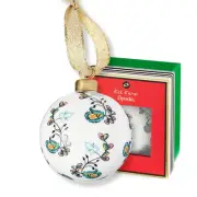 Spode Kit Kemp Psycho Sprig Yellow Bauble Christmas Bauble - Handcrafted Porc...