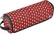 [sanluoli] 2-in-1 Curling Iron Travel Case and Heat Resistant Mat Large Capacity Hair Tool Organizer Valentine's Day Hearts Red White Passion