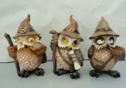Magical Owl Wizard Set Of 3 Figurines/Statues/Ornaments 10 cm High * New *